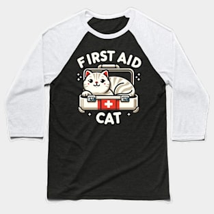 First Aid Cat Pun Nurse Doctor Healthcare Novelty Funny Cat Baseball T-Shirt